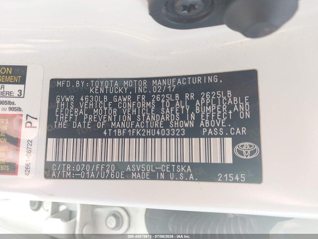 4T1BF1FK2HU403323 2017 TOYOTA CAMRY photo no. 9
