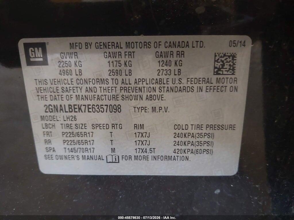 2GNALBEK7E6357098 2014 CHEVROLET EQUINOX photo no. 9