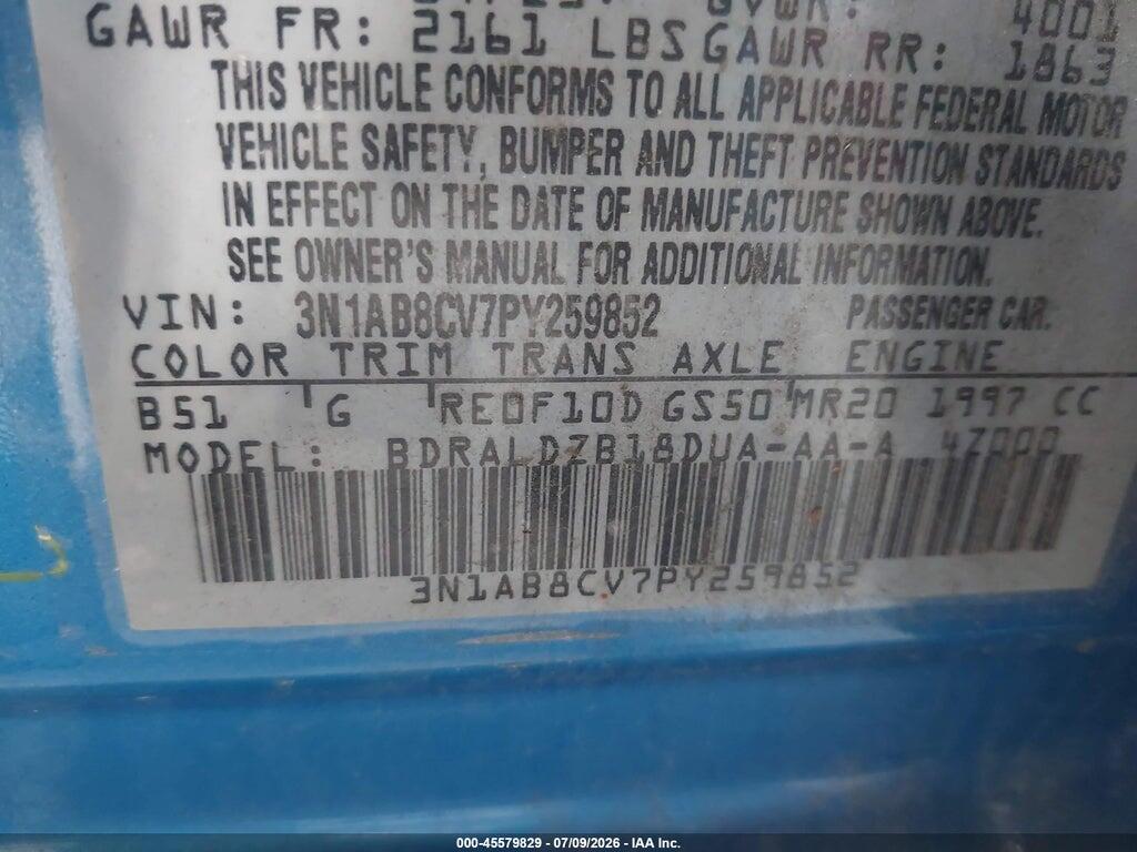 3N1AB8CV7PY259852 2023 NISSAN SENTRA photo no. 9