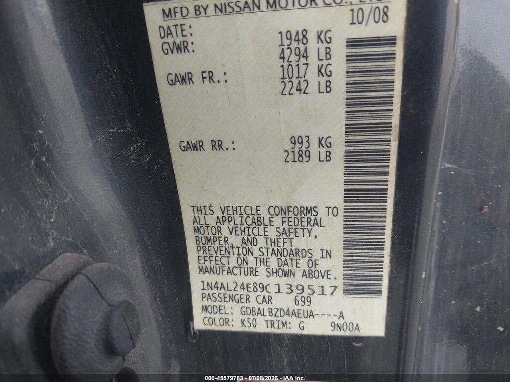 1N4AL24E89C139517 2009 NISSAN ALTIMA photo no. 9