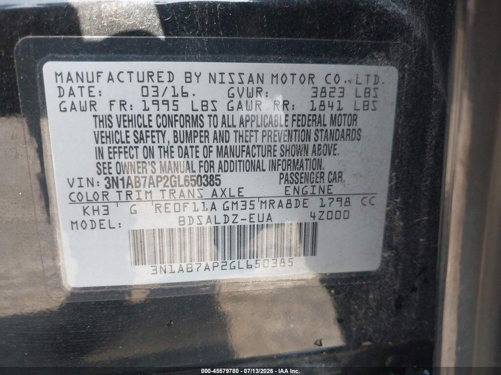 3N1AB7AP2GL650385 2016 NISSAN SENTRA photo no. 9