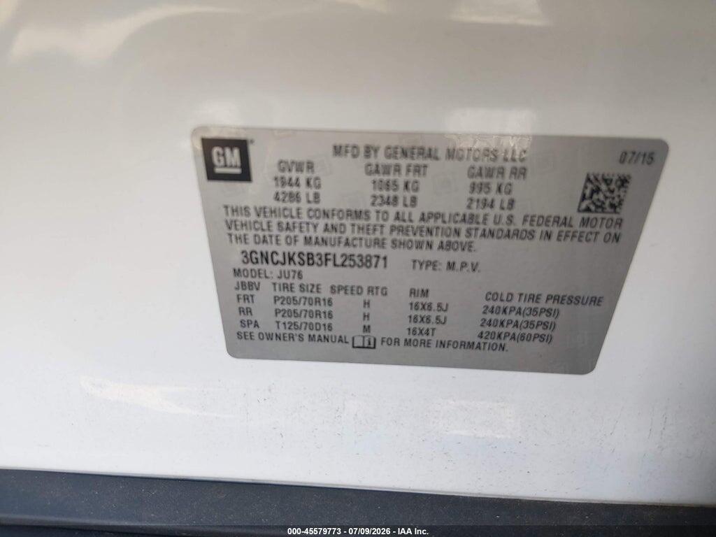 3GNCJKSB3FL253871 2015 CHEVROLET TRAX photo no. 9