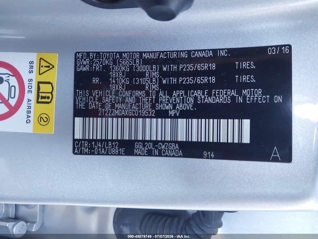 2T2ZZMCAXGC019532 2016 LEXUS RX 350 photo no. 9