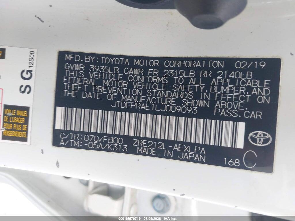 JTDEPRAE1LJ009093 2020 TOYOTA COROLLA photo no. 9