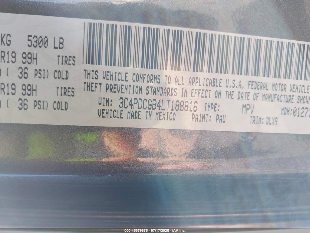 3C4PDCGB4LT188816 2020 DODGE JOURNEY photo no. 9
