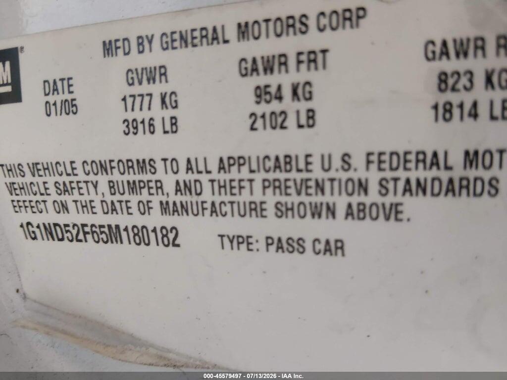 1G1ND52F65M180182 2005 CHEVROLET CLASSIC photo no. 9