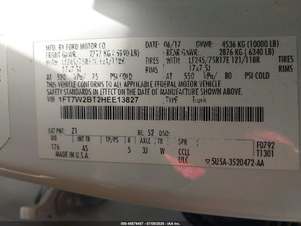 1FT7W2BT2HEE13827 2017 FORD F-250 photo no. 9