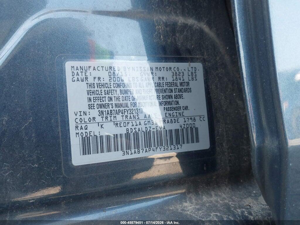 3N1AB7AP4FY321317 2015 NISSAN SENTRA photo no. 9