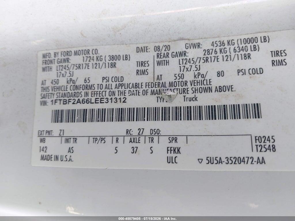 1FTBF2A66LEE31312 2020 FORD F-250 photo no. 9