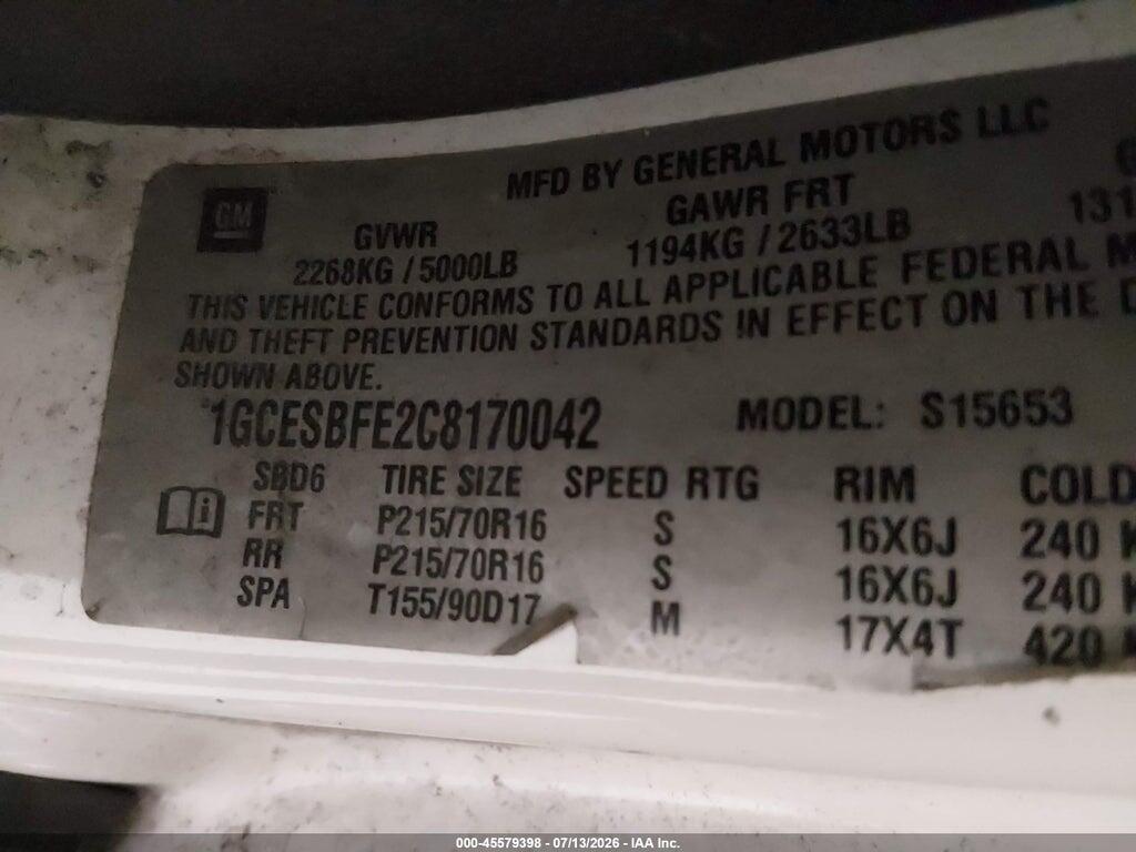1GCESBFE2C8170042 2012 CHEVROLET COLORADO photo no. 9