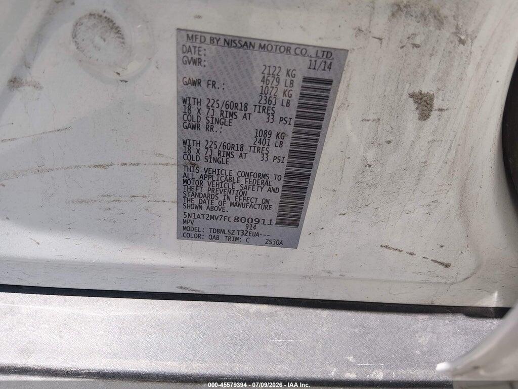 5N1AT2MV7FC800911 2015 NISSAN ROGUE photo no. 9