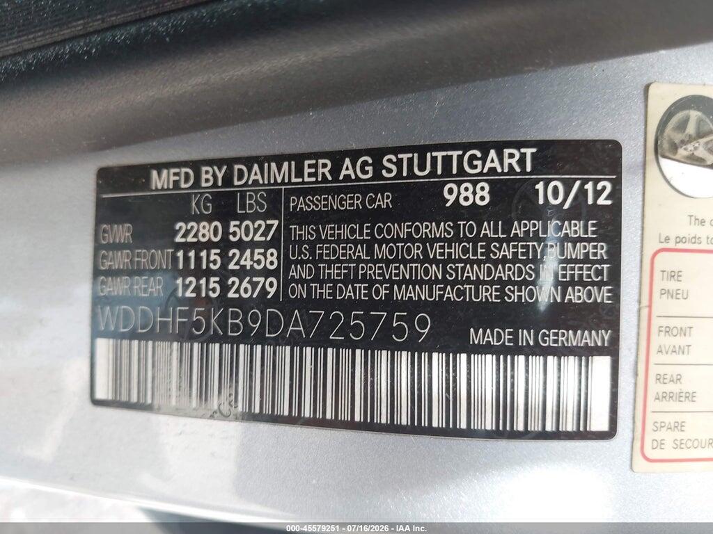 WDDHF5KB9DA725759 2013 MERCEDES-BENZ E 350 photo no. 9