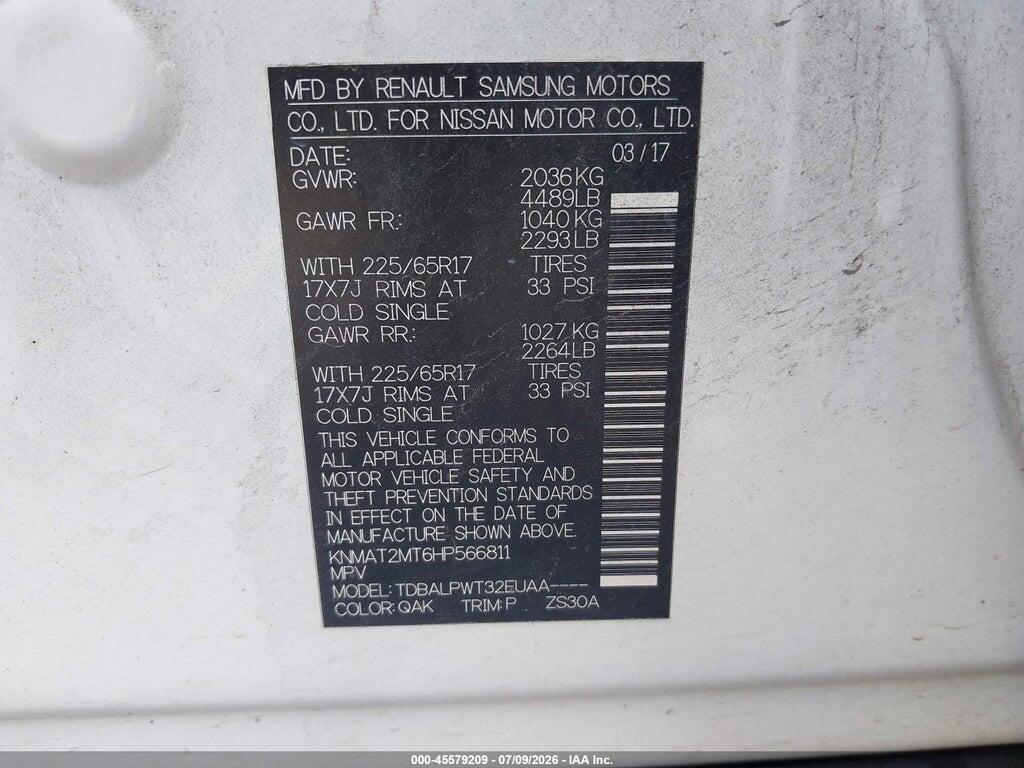 KNMAT2MT6HP566811 2017 NISSAN ROGUE photo no. 9