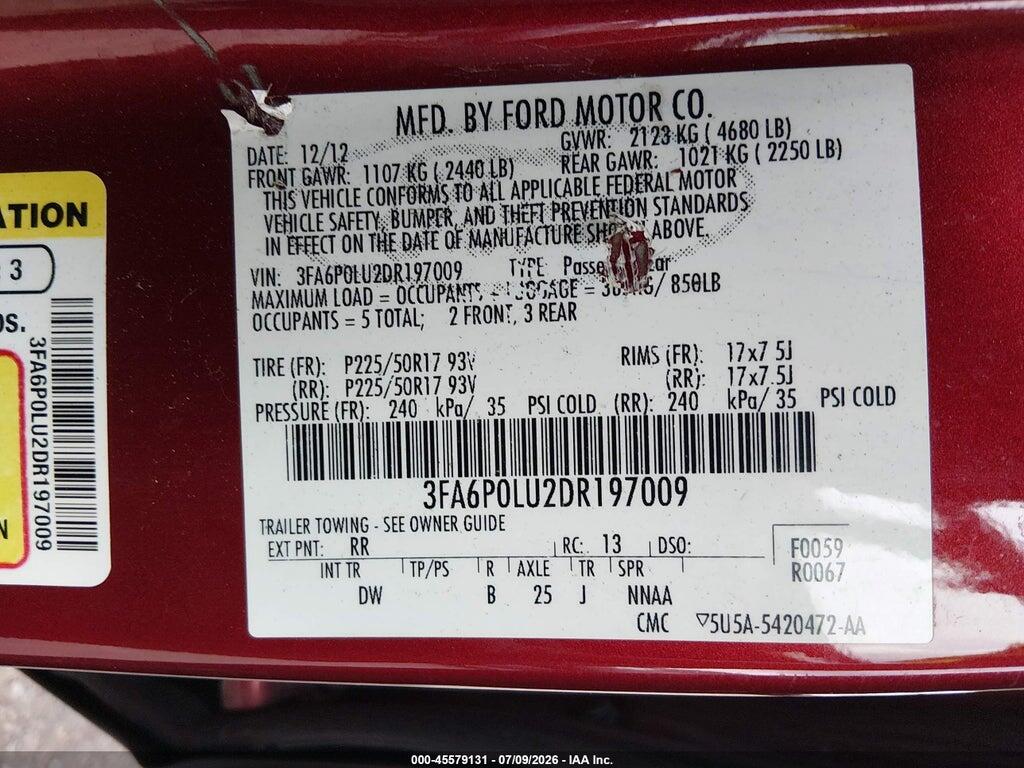 3FA6P0LU2DR197009 2013 FORD FUSION HYBRID photo no. 9