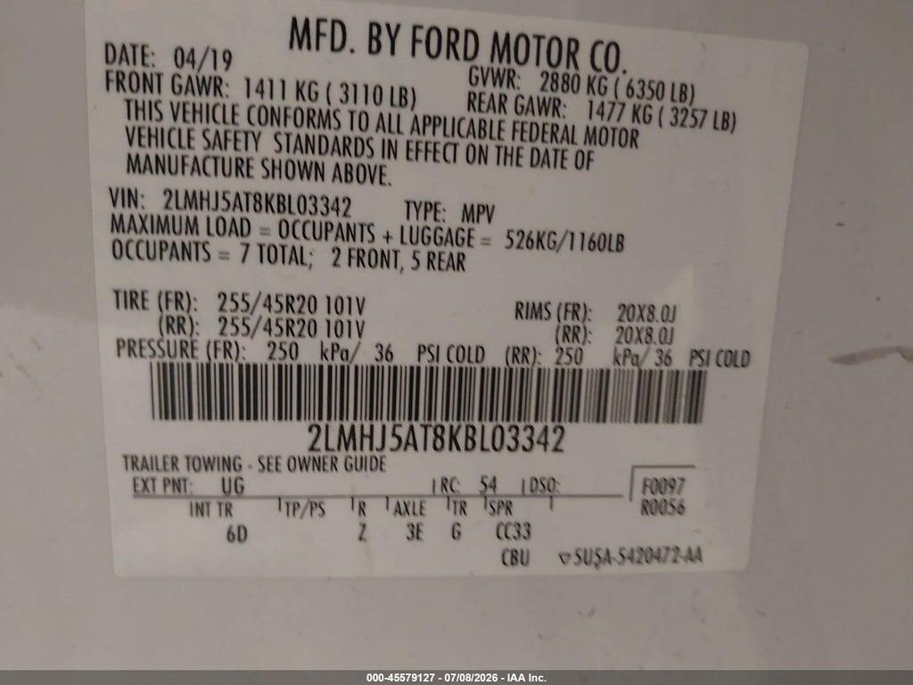 2LMHJ5AT8KBL03342 2019 LINCOLN MKT photo no. 9