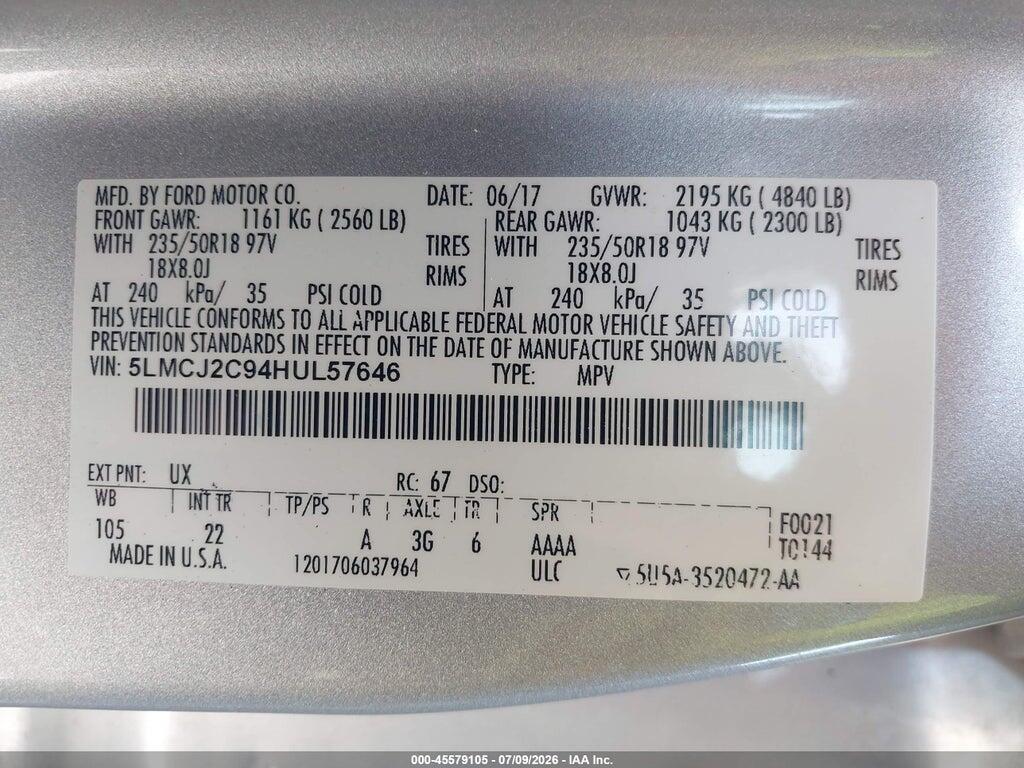 5LMCJ2C94HUL57646 2017 LINCOLN MKC photo no. 9