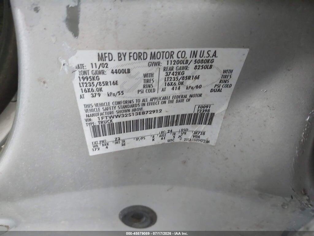 1FTWW32S13EB72912 2003 FORD F-350 photo no. 9
