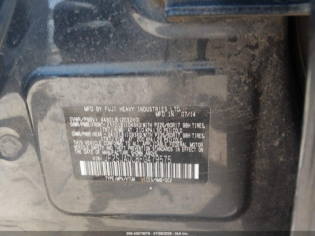 JF2SJADC8FG479575 2015 SUBARU FORESTER photo no. 9