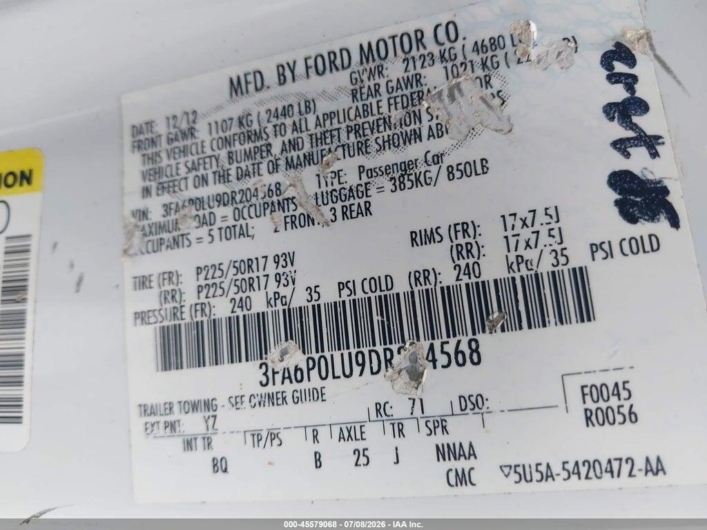 3FA6P0LU9DR204568 2013 FORD FUSION HYBRID photo no. 9