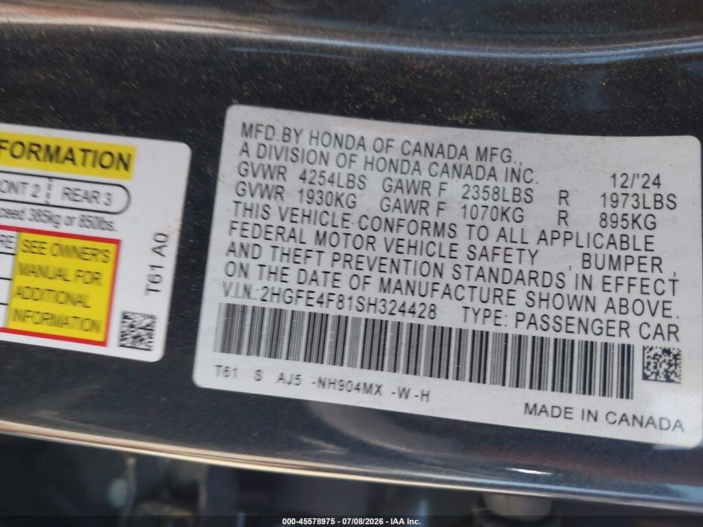 2HGFE4F81SH324428 2025 HONDA CIVIC HYBRID photo no. 9