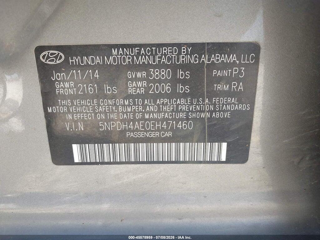 5NPDH4AE0EH471460 2014 HYUNDAI ELANTRA photo no. 9