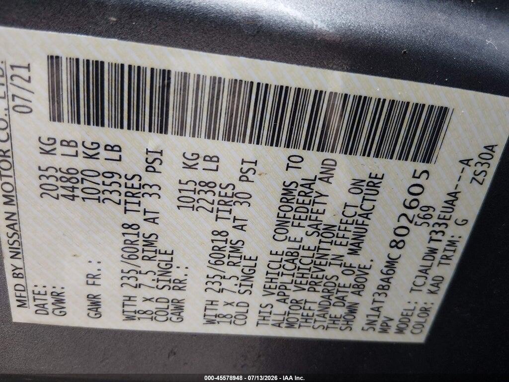 5N1AT3BA6MC802605 2021 NISSAN ROGUE photo no. 9