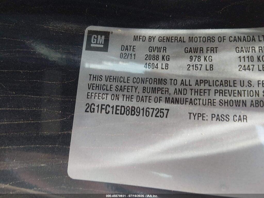 2G1FC1ED8B9167257 2011 CHEVROLET CAMARO photo no. 9