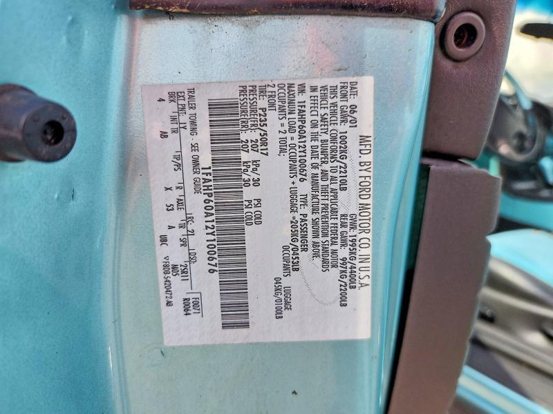 1FAHP60A12Y100676 2002 FORD THUNDERBIRD photo no. 12