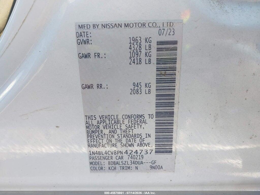 1N4BL4CV8PN424737 2023 NISSAN ALTIMA photo no. 9