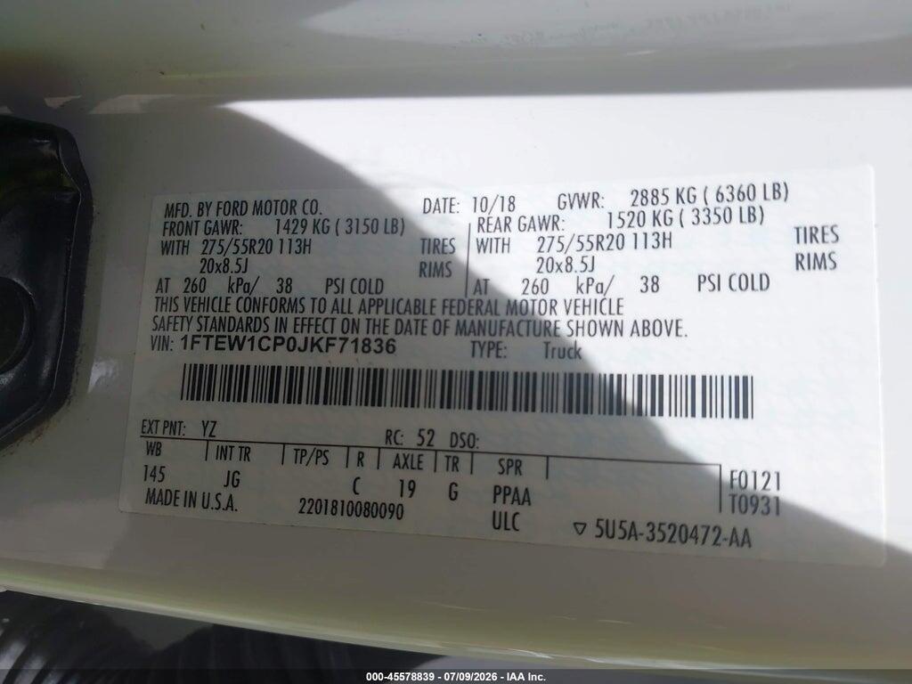 1FTEW1CP0JKF71836 2018 FORD F-150 photo no. 9