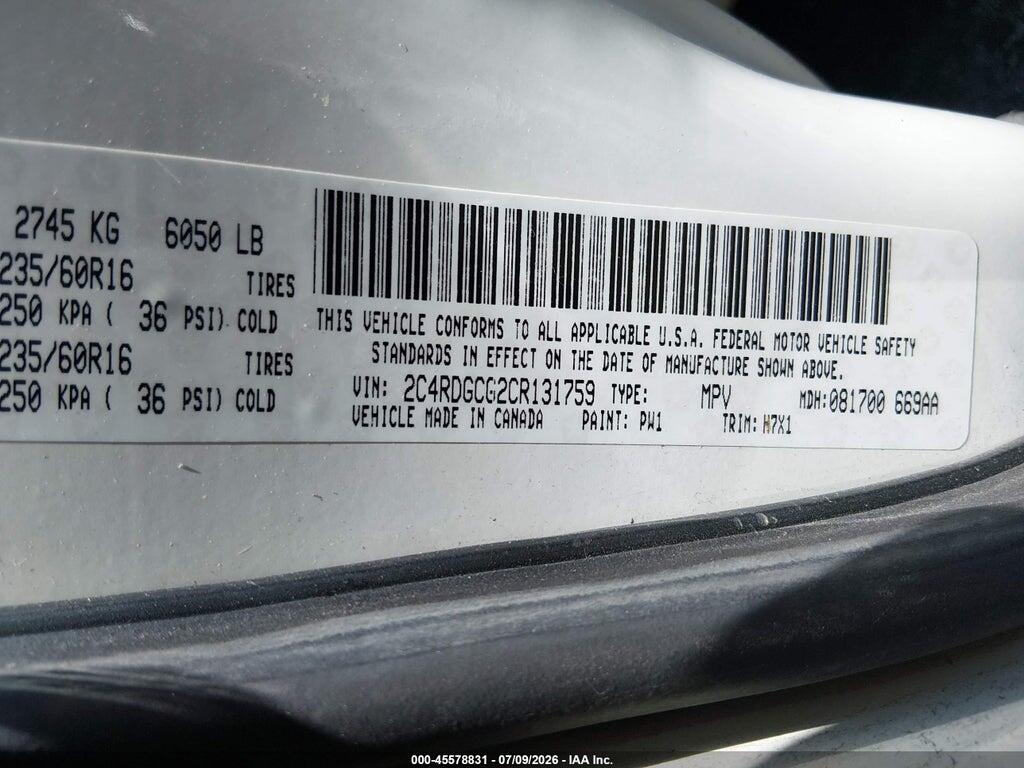 2C4RDGCG2CR131759 2012 DODGE GRAND CARAVAN photo no. 9