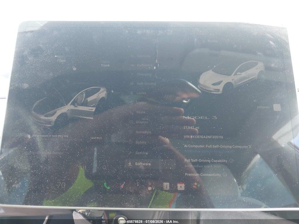 5YJ3E1EA2NF355119 2022 TESLA MODEL 3 photo no. 7