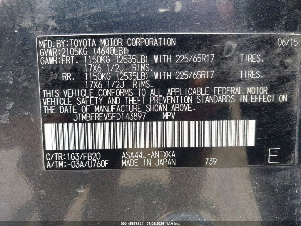 JTMBFREV5FD143897 2015 TOYOTA RAV4 photo no. 9
