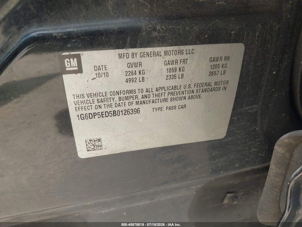 1G6DP5ED5B0126396 2011 CADILLAC CTS photo no. 9