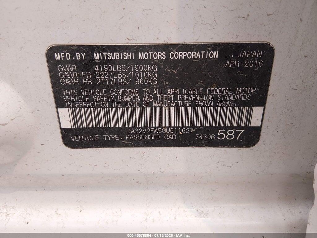 JA32V2FW5GU011627 2016 MITSUBISHI LANCER photo no. 9
