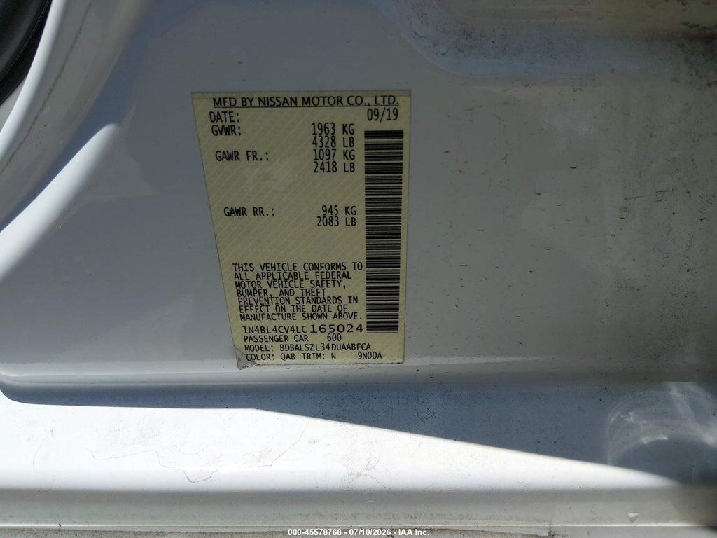 1N4BL4CV4LC165024 2020 NISSAN ALTIMA photo no. 9