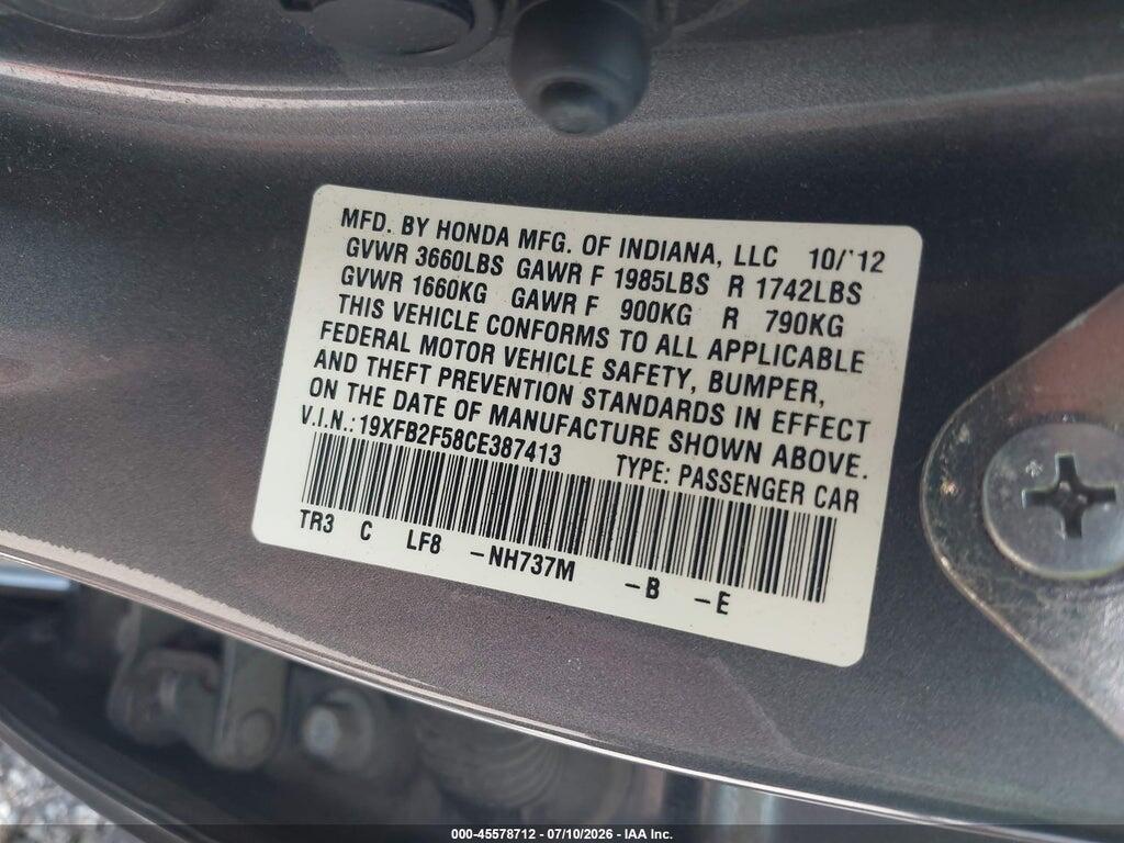 19XFB2F58CE387413 2012 HONDA CIVIC photo no. 9