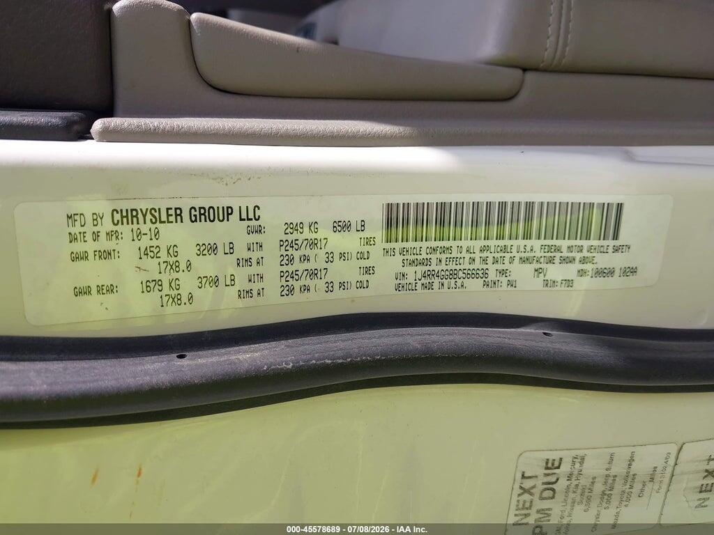1J4RR4GG8BC566636 2011 JEEP GRAND CHEROKEE photo no. 9