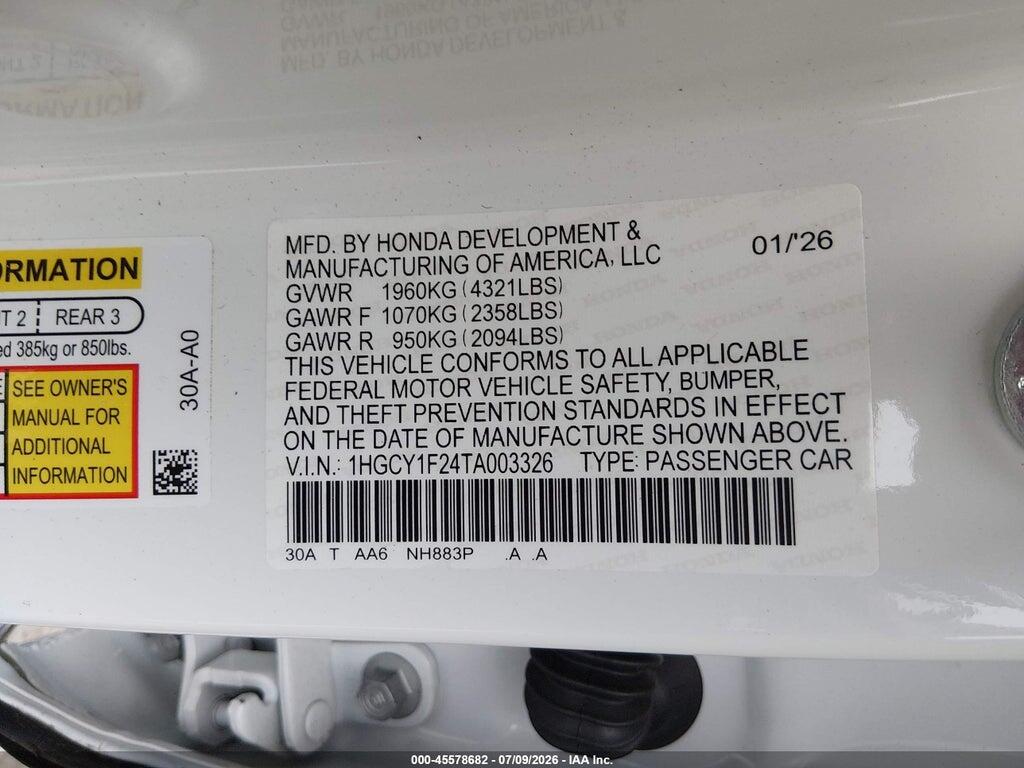 1HGCY1F24TA003326 2026 HONDA ACCORD photo no. 9
