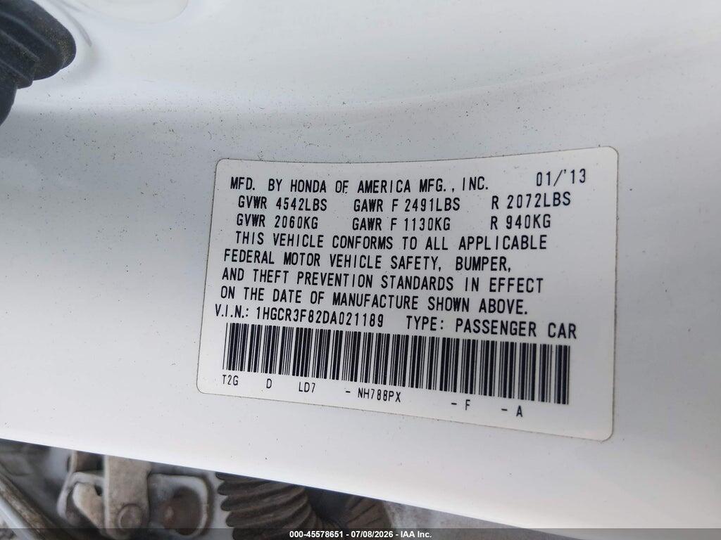 1HGCR3F82DA021189 2013 HONDA ACCORD photo no. 9