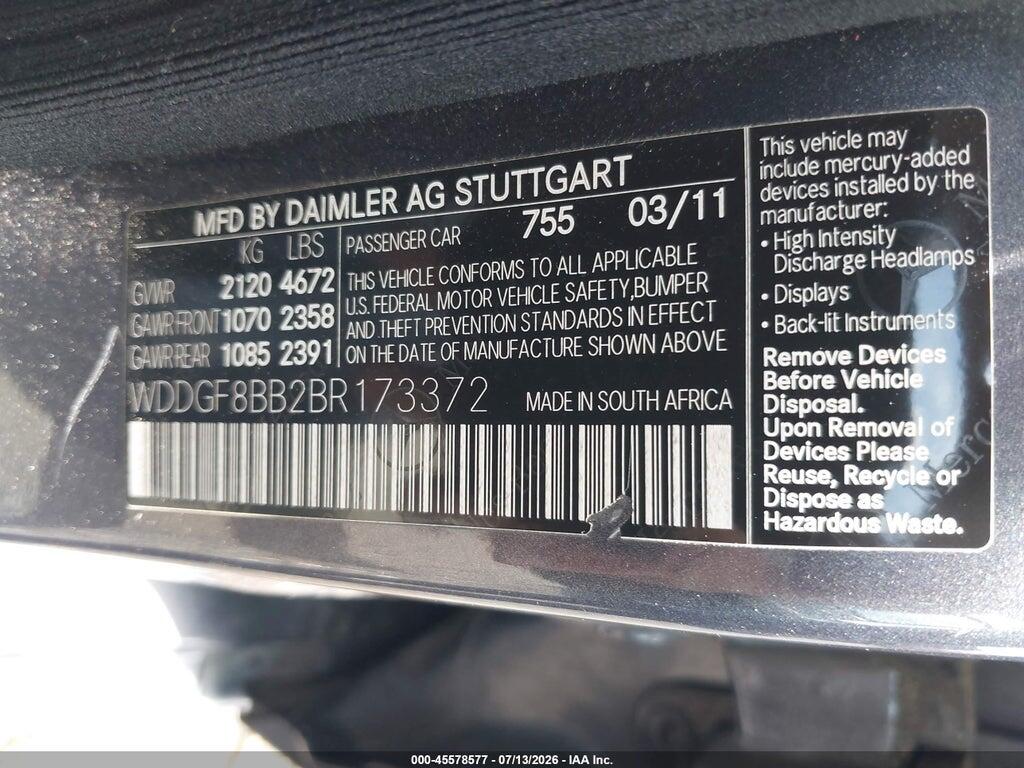 WDDGF8BB2BR173372 2011 MERCEDES-BENZ C 300 photo no. 9