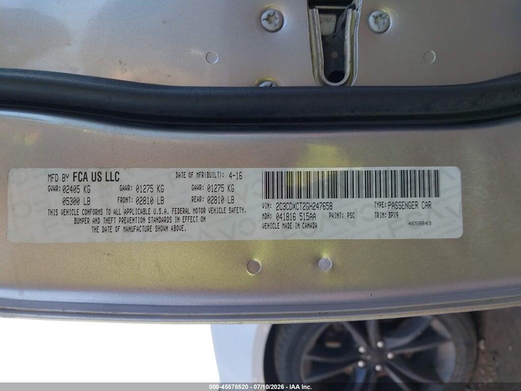 2C3CDXCT2GH247658 2016 DODGE CHARGER photo no. 9