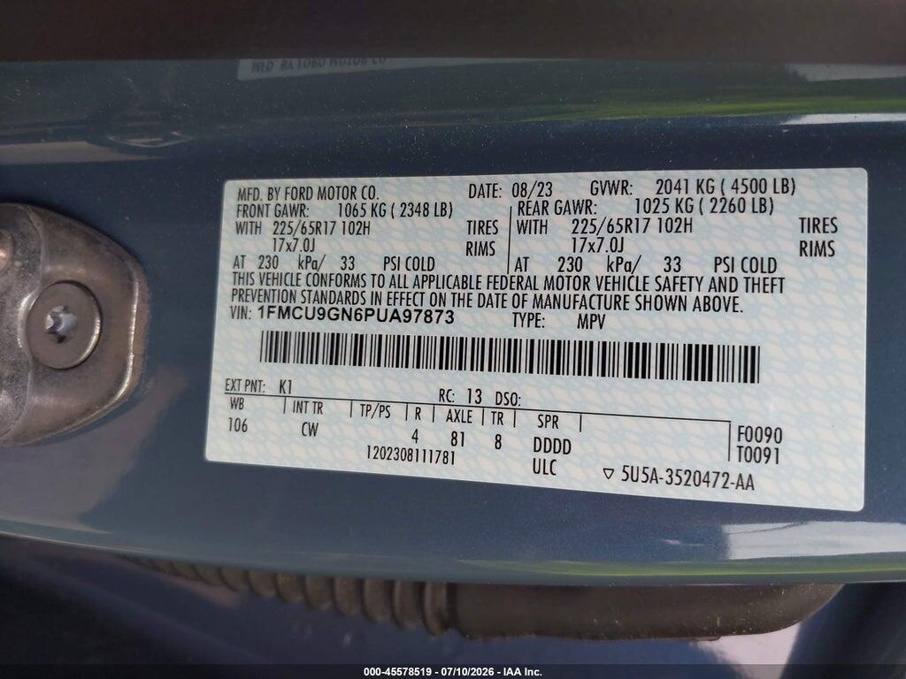1FMCU9GN6PUA97873 2023 FORD ESCAPE photo no. 9