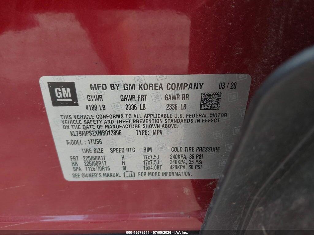 KL79MPS2XMB013896 2021 CHEVROLET TRAILBLAZER photo no. 9