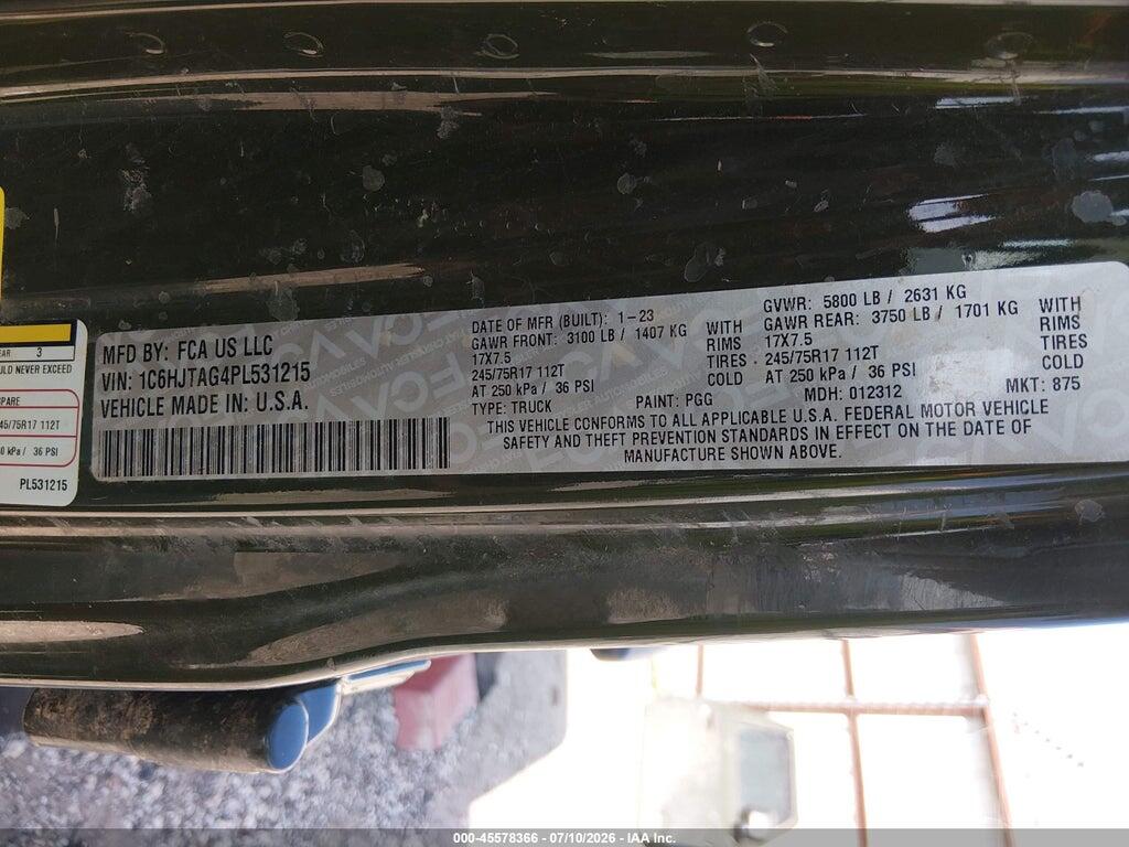 1C6HJTAG4PL531215 2023 JEEP GLADIATOR photo no. 9