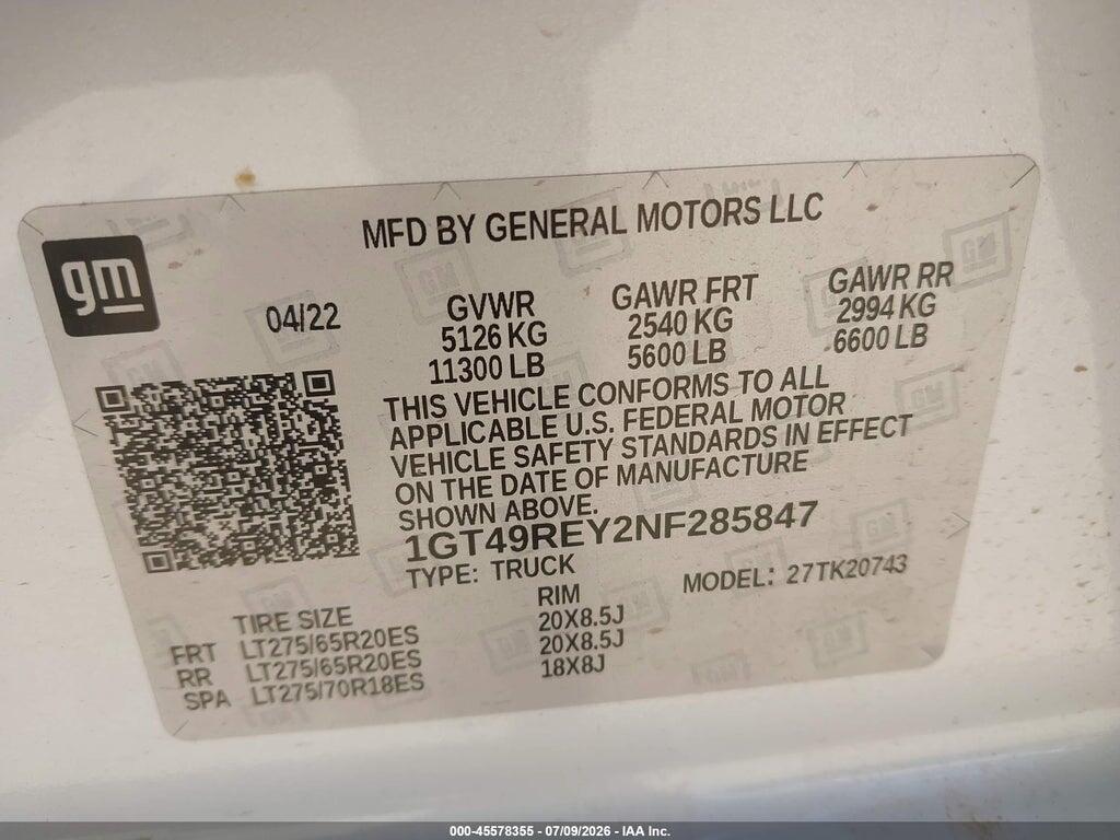 1GT49REY2NF285847 2022 GMC SIERRA 2500HD photo no. 8