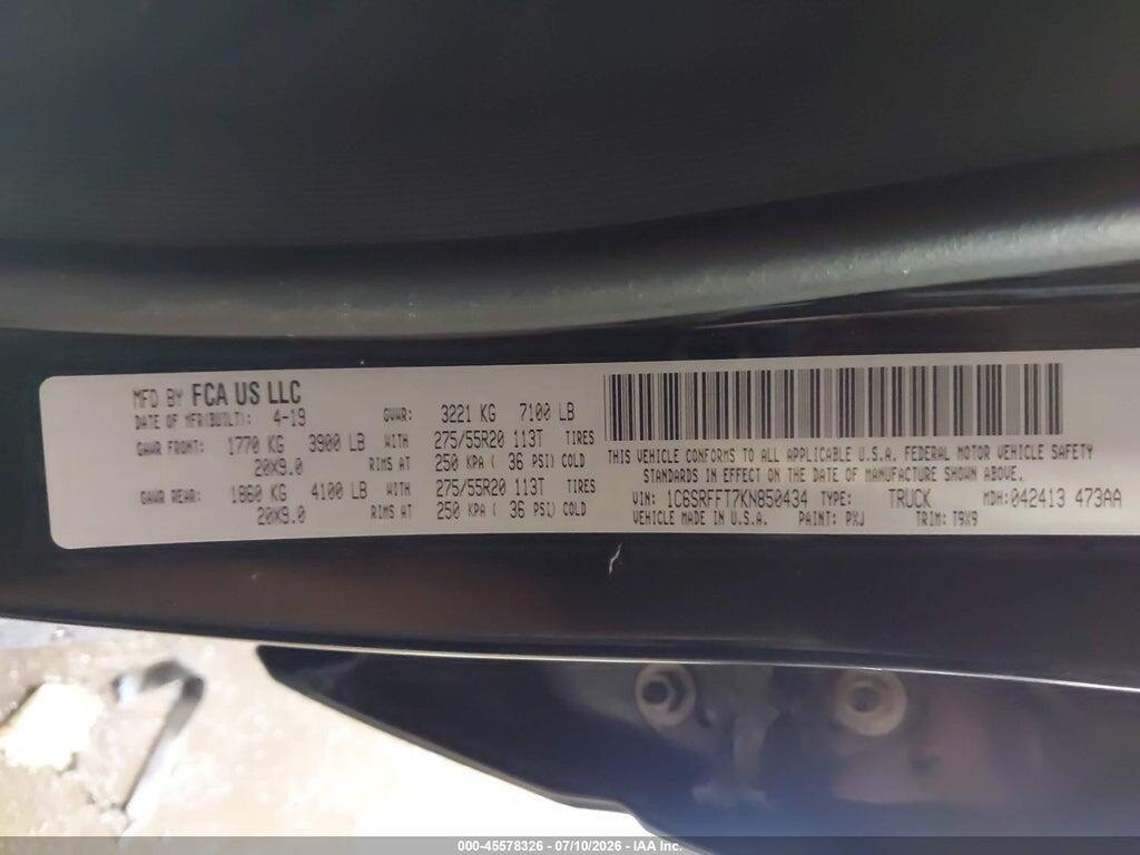 1C6SRFFT7KN850434 2019 RAM 1500 photo no. 9