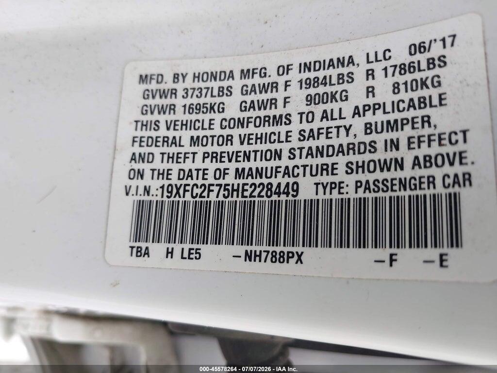 19XFC2F75HE228449 2017 HONDA CIVIC photo no. 9
