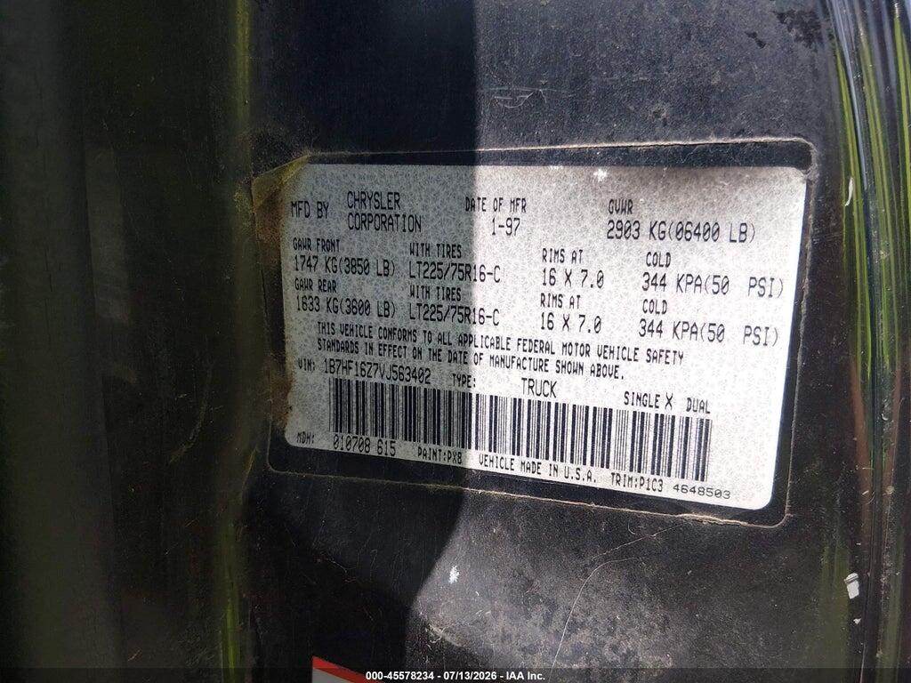 1B7HF16Z7VJ563402 1997 DODGE RAM 1500 photo no. 9