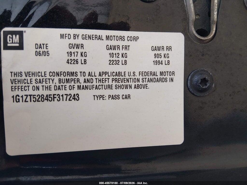 1G1ZT52845F317243 2005 CHEVROLET MALIBU photo no. 9